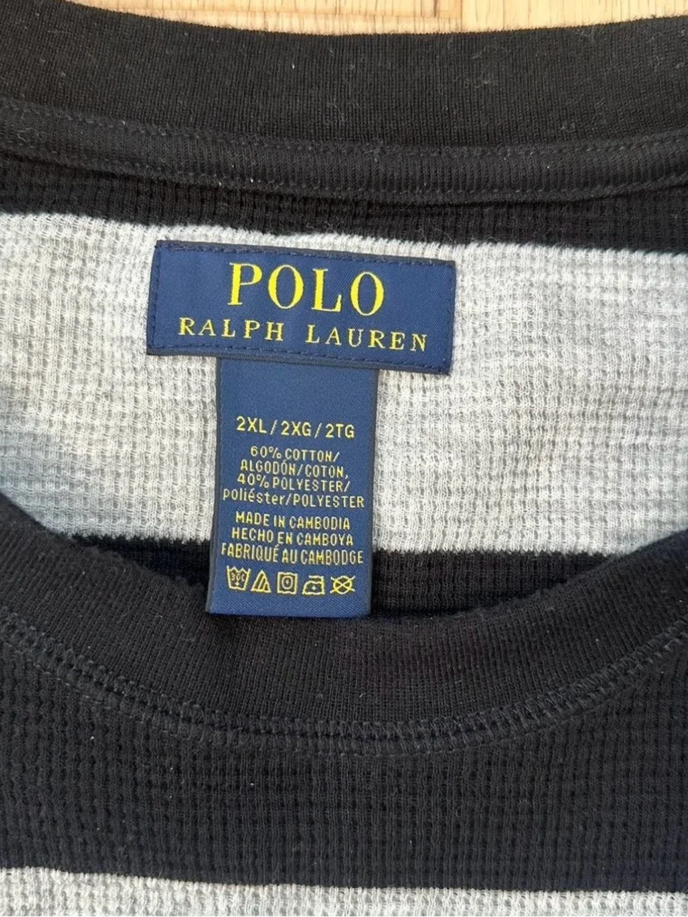 Polo by Ralph Lauren Black and Gray Waffle Knit Crewneck
